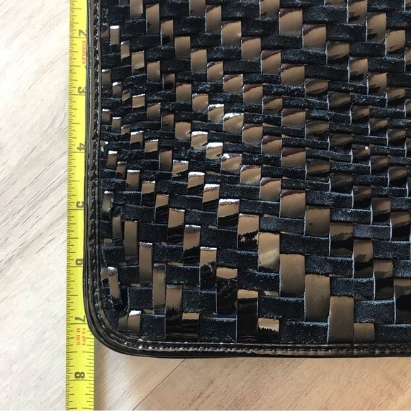 Cole Haan Genevieve Oversize Clutch Bag Abstract Woven Patent and Suede Leather - Picture 10 of 14